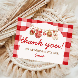 Apple Unseres Auges Rot Gingham Baby Shower Dankeskarte