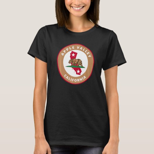 Apple Valley California CA Flag and Bear Badge Sou T-Shirt (Vorderseite)