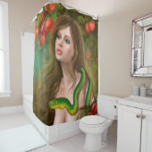 Apple Versuchung. Schöne Frau Eve und Schlange. Duschvorhang (Beispiel)