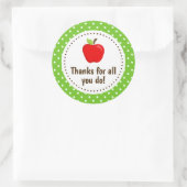 Apple Vielen Dank Lehrer Wertschätzung Grüne Punkt Runder Aufkleber (Tasche)