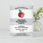 Apple Wasserfarben-Graustreifen für Lehrer Einladung (Stehend Vorderseite)