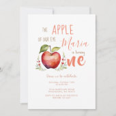 Apple Watercolor zum ersten Geburtstag Einladung (Vorderseite)