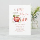 Apple Watercolor zum ersten Geburtstag Einladung (Stehend Vorderseite)