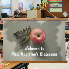 Apple Welcome Teacher Unterricht Wandteppich Mit Holzrahmen