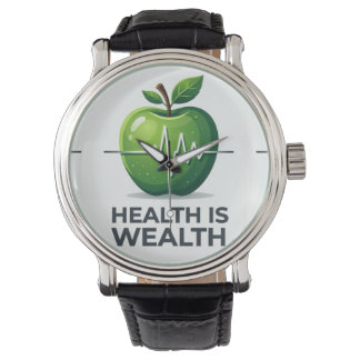 Apple with Heartbeat Pulse and Health is Wealth Armbanduhr