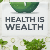 Apple with Heartbeat Pulse and Health is Wealth Geschirrtuch (Gefaltet)