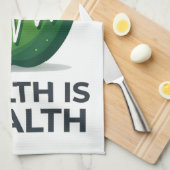 Apple with Heartbeat Pulse and Health is Wealth Geschirrtuch (Viertel Falte)