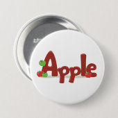 Apple Word Art mit Roten und Grünen Äpfeln Button (Vorne & Hinten)