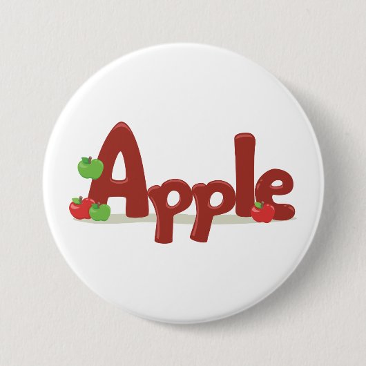 Apple Word Art mit Roten und Grünen Äpfeln Button (Vorderseite)