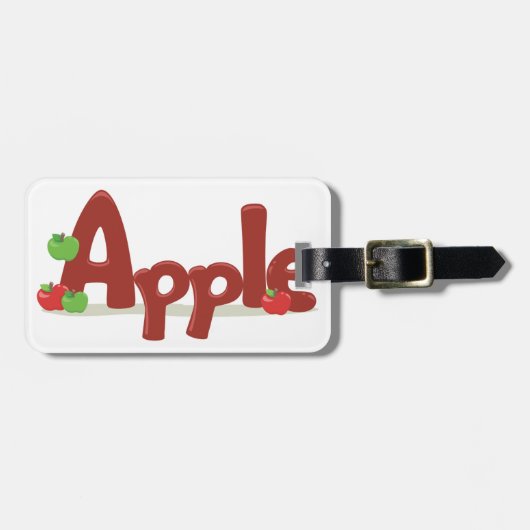 Apple Word Art mit Roten und Grünen Äpfeln Gepäckanhänger (Vorderseite horizontal)