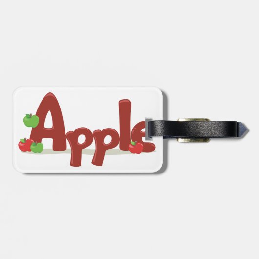 Apple Word Art mit Roten und Grünen Äpfeln Gepäckanhänger (Rückseite horizontal)