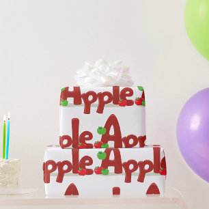 Apple Word Art mit Roten und Grünen Äpfeln Geschenkpapier