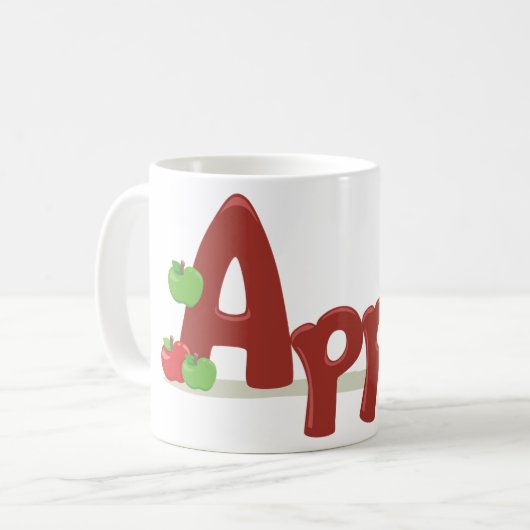 Apple Word Art mit Roten und Grünen Äpfeln Kaffeetasse (Vorderseite Links)