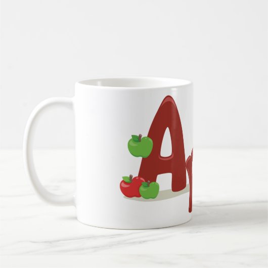 Apple Word Art mit Roten und Grünen Äpfeln Kaffeetasse (Links)