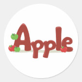 Apple Word Art mit Roten und Grünen Äpfeln Runder Aufkleber (Vorderseite)