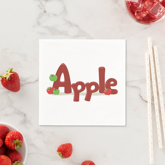 Apple Word Art mit Roten und Grünen Äpfeln Serviette