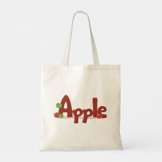 Apple Word Art mit Roten und Grünen Äpfeln Tragetasche (Rückseite)