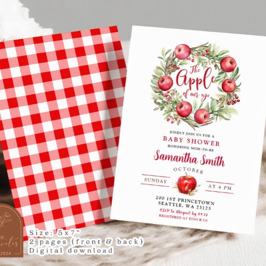 Apple Wreath Baby Dusche Einladung
