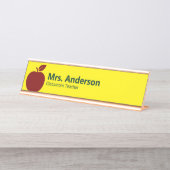 Apple Yellow Teacher's Name and job Title Schreibtischnamensplakette (Vorderseite )
