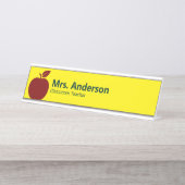 Apple Yellow Teacher's Name and job Title Schreibtischnamensplakette (Vorderseite )