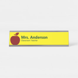 Apple Yellow Teacher's Name and job Title Schreibtischnamensplakette