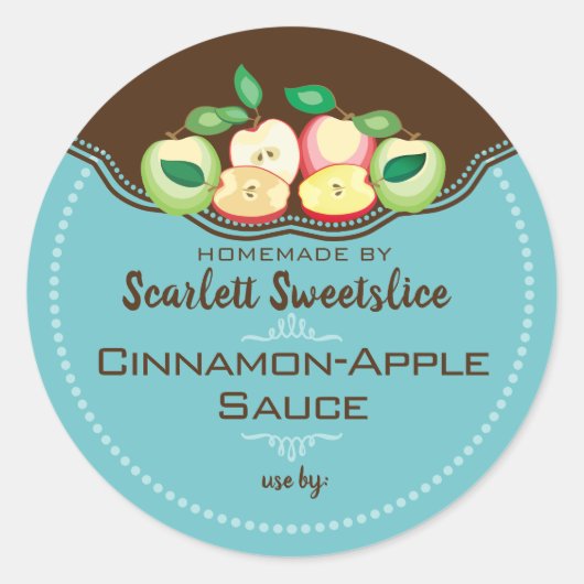 Apples applesauce pie filling fruit canning labels runder aufkleber (Vorderseite)