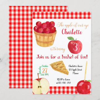 Apples Birthday Invitation, Fall Invitation, Einladung