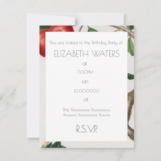 APPLES BIRTHDAY PARTY INVITATION FLAT CARD EINLADUNG (Rückseite)