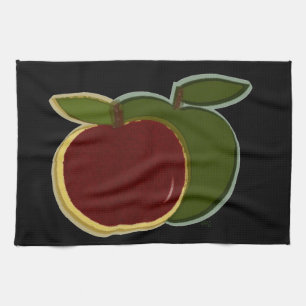Apples Digital Art Black Background Handtuch