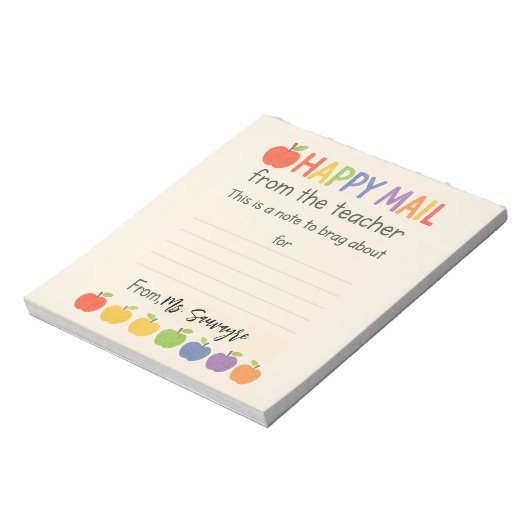 Apples Happy Mail – Cute Teacher Notizblock (Rotiert)