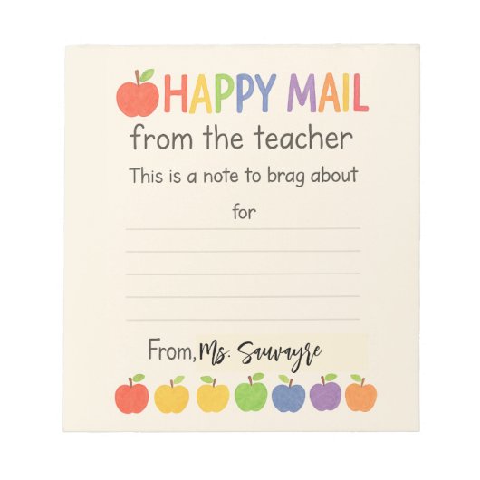 Apples Happy Mail – Süße Lehrerin Notizblock (Vorderseite)