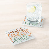 APPLES PUMPKINS UND FALL GLASUNTERSETZER (Schrägansicht)