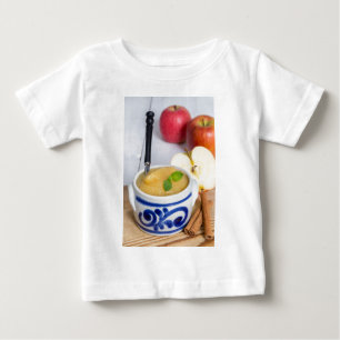 Applesauce with cinnamon in stoneware bowl baby t-shirt