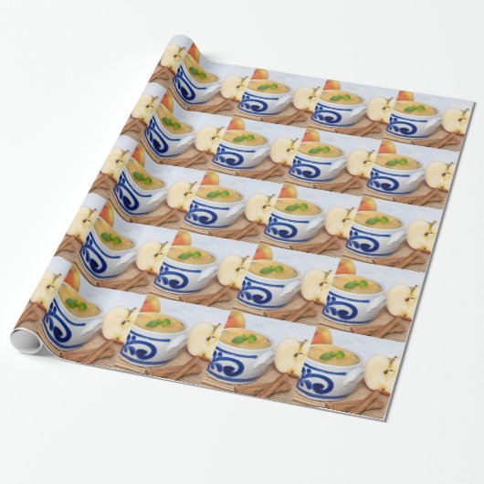 Applesauce with cinnamon in stoneware bowl geschenkpapier (Ungerollt)