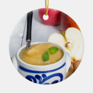 Applesauce with cinnamon in stoneware bowl keramik ornament