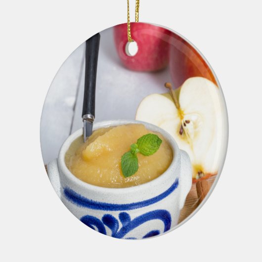 Applesauce with cinnamon in stoneware bowl keramik ornament (Links)