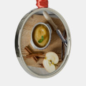 Applesauce with cinnamon in stoneware bowl silbernes ornament (Rechts)