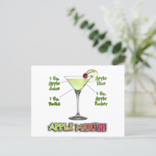Appletini alias Apple Martini Cocktail Recia Postkarte