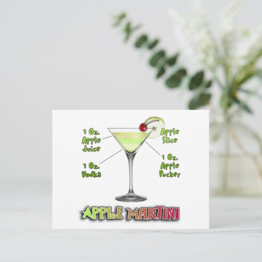 Appletini alias Apple Martini Cocktail Recia Postkarte (Stehend Vorderseite)