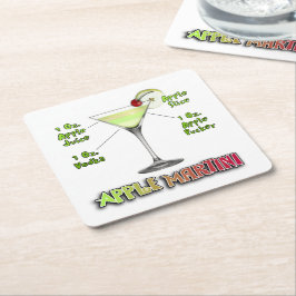 Appletini alias Apple Martini Cocktail Recia Rechteckiger Pappuntersetzer