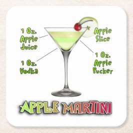 Appletini alias Apple Martini Cocktail Recia Rechteckiger Pappuntersetzer