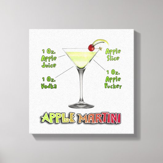 Appletini - Apple Martini Cocktail Rezept 12"x12" Leinwanddruck (Vorderseite)