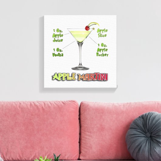 Appletini - Apple Martini Cocktail Rezept 12"x12" Leinwanddruck (Insitu (Wohnzimmer))