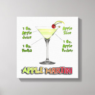 Appletini - Apple Martini Cocktail Rezept 12"x12" Leinwanddruck
