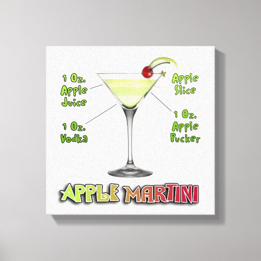 Appletini - Apple Martini Cocktail Rezept 12"x12" Leinwanddruck (Vorderseite)