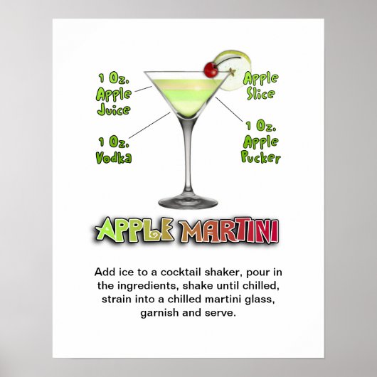 Appletini - Apple Martini Cocktail Rezept 16"x20" Poster (Vorne)