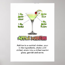 Appletini - Apple Martini Cocktail Rezept 18"x24' Poster