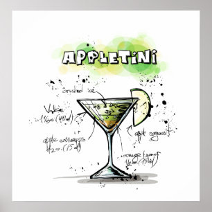 AppleTini Drink Rezept Design Poster