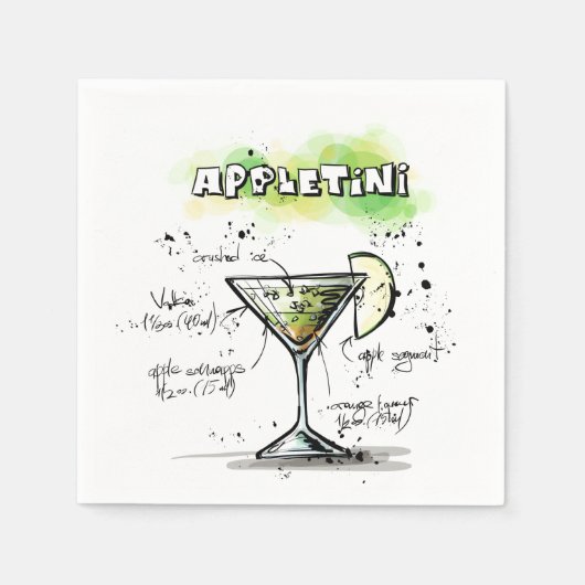 AppleTini Drink Rezept Design Serviette (Vorderseite)