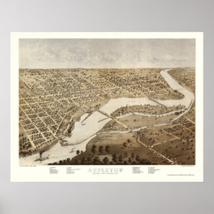 Appleton, panoramische Karte WI - 1867 Poster